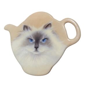 VINTAGE! Painted Persian Cat Tea Bag Holder